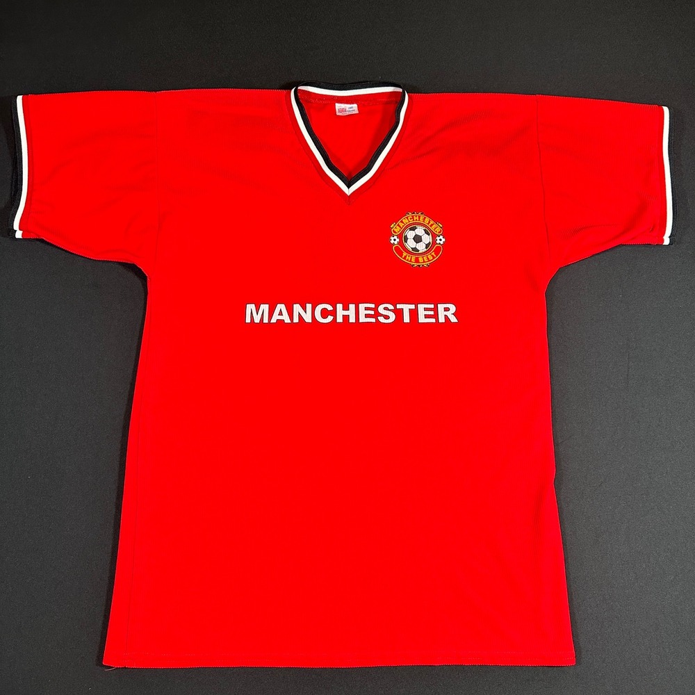 Vintage Manchester United Soccer Jersey Red Football T-Shirt Made in UK Sz Med